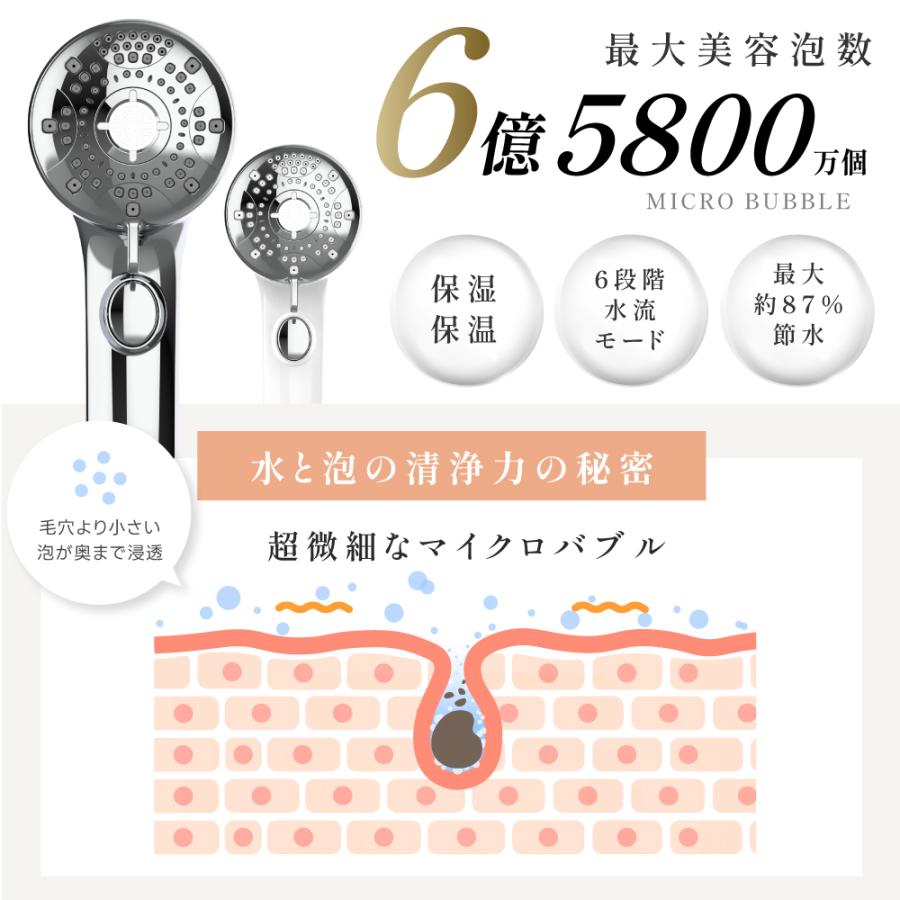 シャワーヘッド 期間限定2180円 強い水圧 90%節水 6段階モード 高洗浄