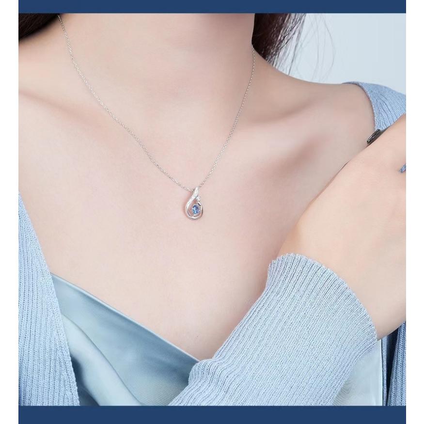 ネックレス レディース しずく 雫 ドロップ ブルー シルバー925 