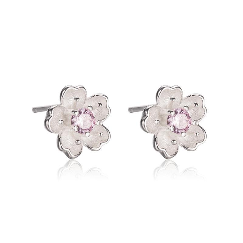 【未使用】STAR JEWELRYフラワーピアス〈ピンク〉silver 925 ピアス 春 花 桜 さくら 925シルバー プラチナ仕上げ 人気 娘 女性