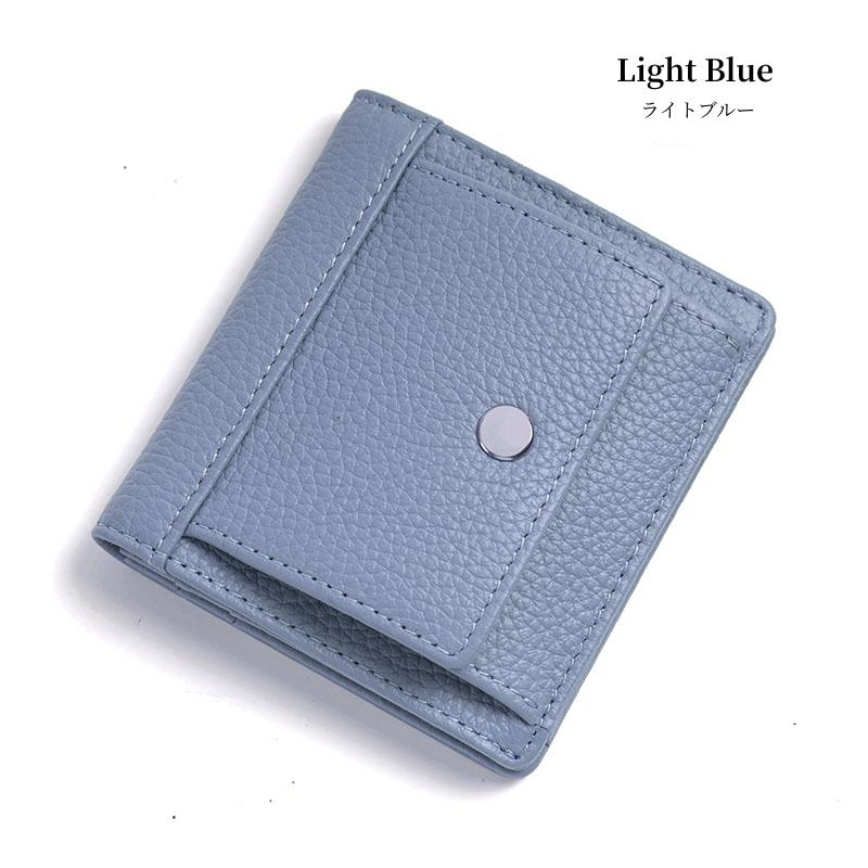 ライトブルー レザー 二つ折り財布 ミニ財布 二つ折り レザー Mini財布 レディース 財布 軽い おしゃれ