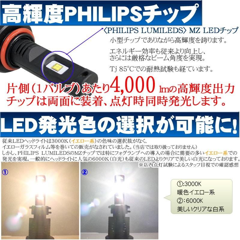 フィリップスLED搭載LEDヘッドライト フォグランプ H7/H8/H9/H11/H16 