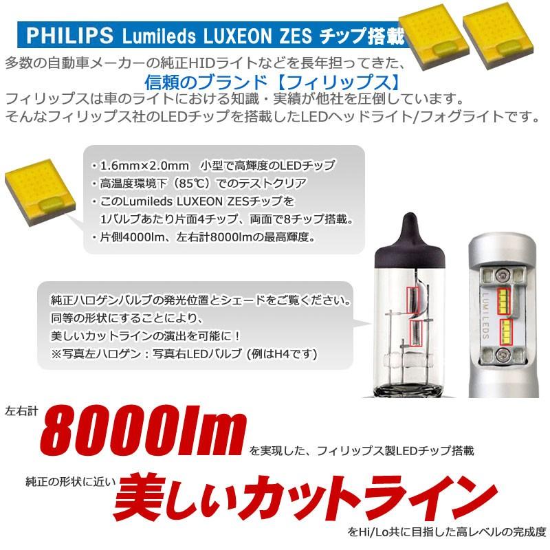 フィリップスLED搭載LEDキット 左右計8000lm H7/H8/H9/H11/HB3/HB4