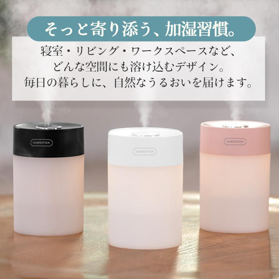 加湿器 ミニ 卓上 大容量600ml 枕元 卓上加湿器 静音 小型 LEDライト