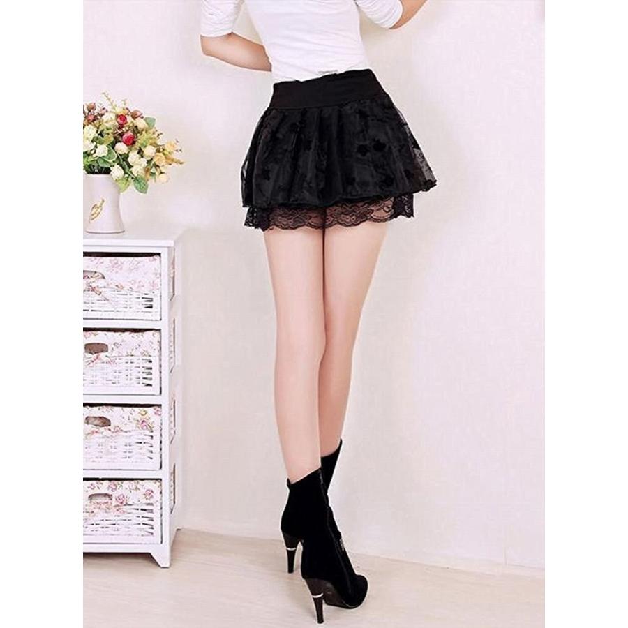 スカート チュチュスカート ミニ 黒 レース フレア Aライン