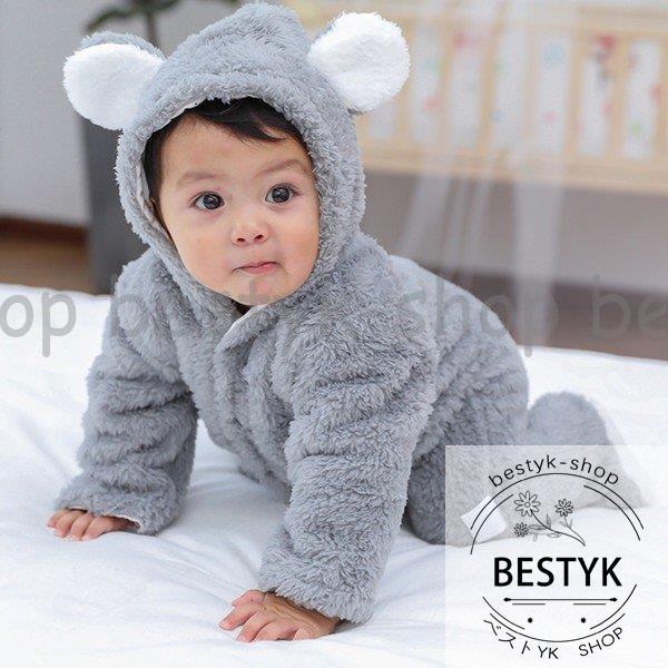 T ポイント5倍 ロンパース 新生児 長袖 ベビー服 冬 女の子 男の子 出産祝い 韓国子供服 秋冬 80cm 70 60 50 くま きぐるみ 着ぐるみ 冬 カバーオール ロンパース カバーオール サイズ 70