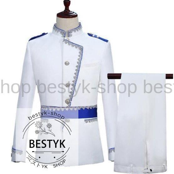 メンズステージ衣装欧米宮廷風演出服スーツ上下3点セットベルト付スパンコール刺繍舞台イベントダンスウエア年会発表会王子様変装 最大52 Offクーポン