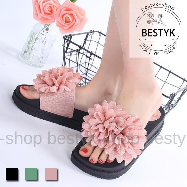 サンダル レディース ビーサン 厚底 ミュール スリッパ サマーサンダル 厚底サンダル 花柄 ビーチサンダル 夏 花