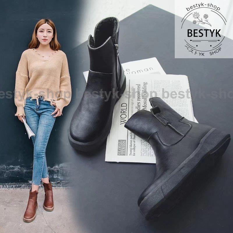 ショートブーツ レディース ブーツ ショート丈 サイドジップ ファスナー ローヒール ヒール高3 5cm フラットヒール 安定感 ラウンドトゥ フェイ Be1231 Enbt21 ベストyk Shop 通販 Yahoo ショッピング