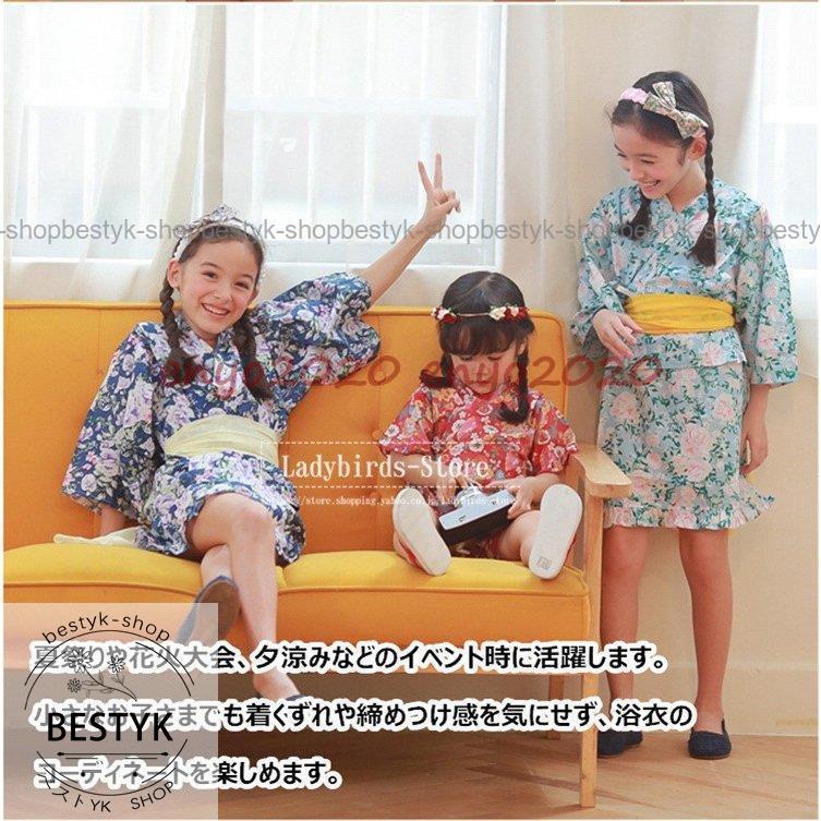 浴衣 子供 3セット 子供服 カジュアル キッズ 女の子 セパレート キャミワンピ リボン レトロ 袴 ひまわり 簡単 夏 90cm 100cm 110cm 120cm 130cm｜bestyk-shop｜02