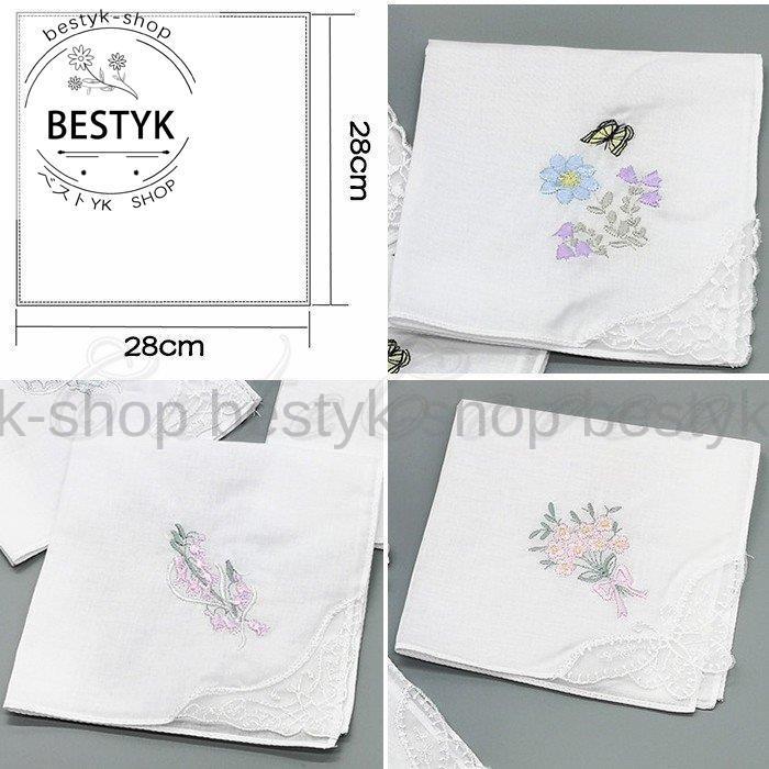 ハンカチ シルク ファッション小物 フラワー 刺繍 女性用 花柄 史上最も激安 刺繍