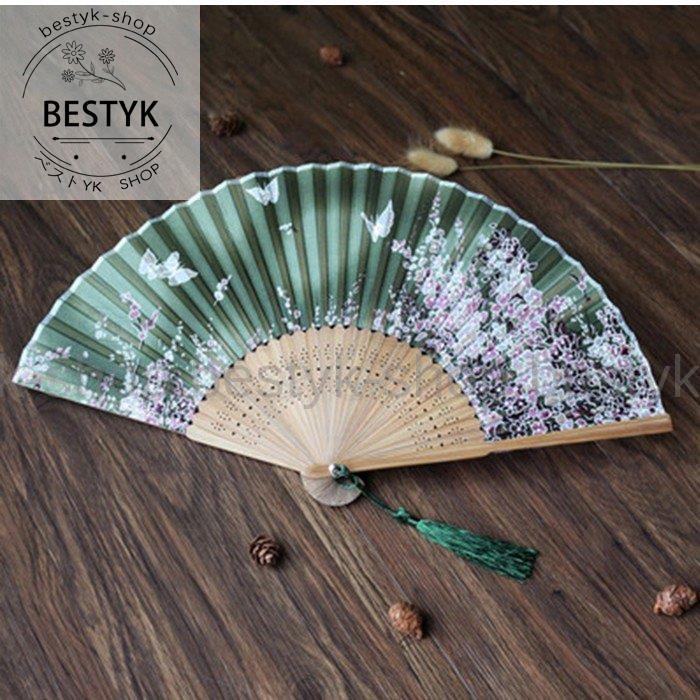 扇子 せんす 和風扇子 花柄 レディース 竹製 布 猛暑対策 着物 浴衣  