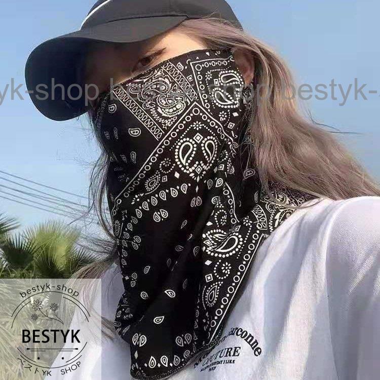 2021年ファッション福袋 スカーフ マスク ペイズリー 柄 白 ネックカバー フェイスマスク バンダナ