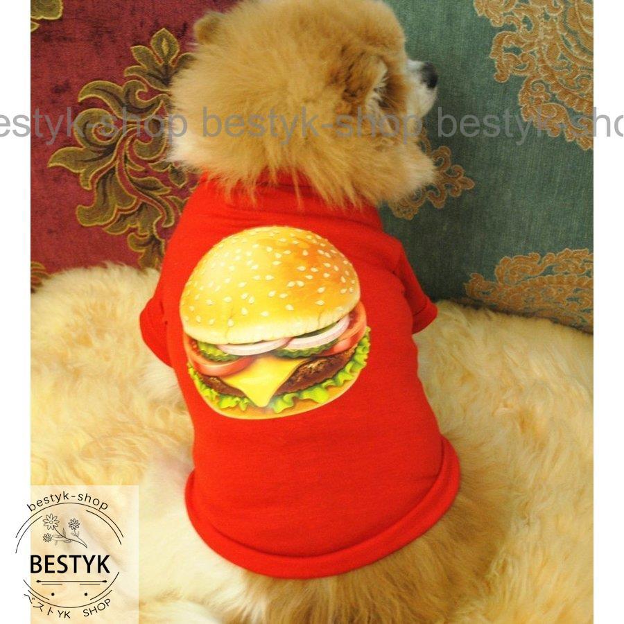 ペット用 犬猫兼用 Tシャツ 犬の服 半袖 カットソー 洋服 ハンバーガープリント 面白い おもしろい ドッグウェア ドッグウエア 小型犬 小型犬｜bestyk-shop｜02