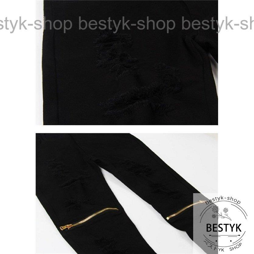 ジップクラッシュデニムジーンズダメージスキニークラッシュバイカーデニムストレッチブラック｜bestyk-shop｜05