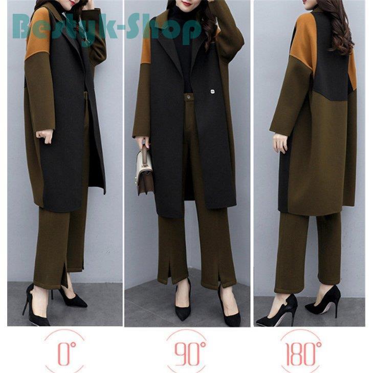 パンツセットアップ レディース チェスターコート スーツパンツ ロングパンツ スリット ロング丈 2点セット ゆったり 大きいサイズ トレンチコート セレモニー いいスタイル