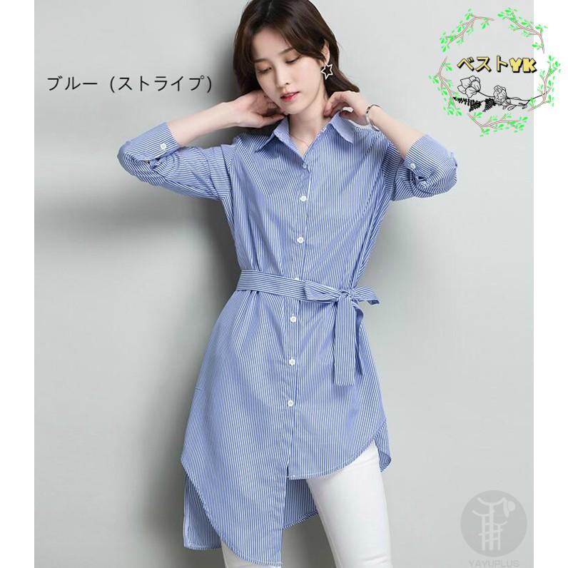 慈雨　チュニック　シャツブラウス　ストライプ 慈雨チュニックシャツブラウスストライプ