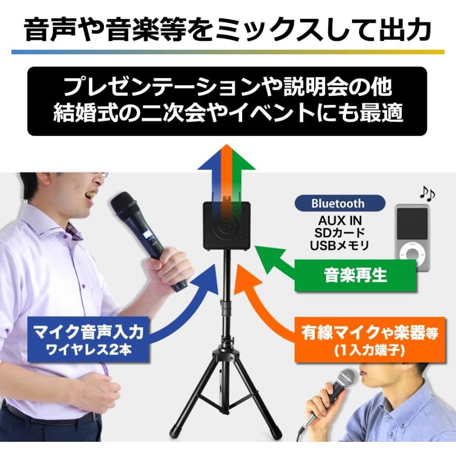 BWPA-40W (ワイヤレスマイク2本/スピーカースタンド/キャリングケース付属)/ワイヤレスポータブルPAセット 40W チャンネル切替対応モデル/ BELCAT｜beta-music｜03