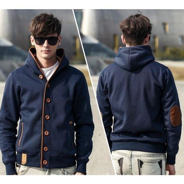 新作入荷 パーカーメンズスウェットジャケット春物秋物トップスメンズパーカー長袖ボタン留め個性的ファッションおしゃれカジュアル パーカー カラー ブラック Www Cognitiva La