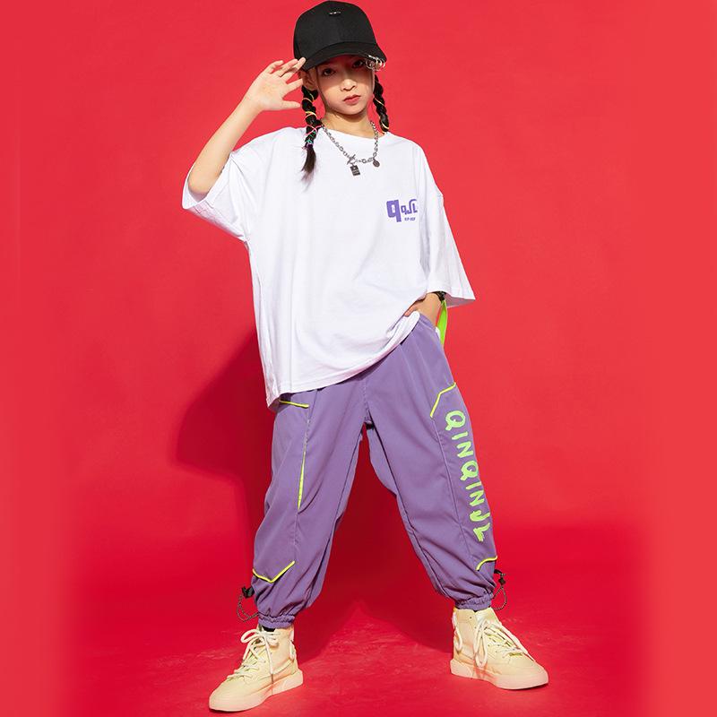 新作モデル キッズダンス衣装 ヒップホップ 男の子 女の子 男女兼用 韓国子供服 Hiphop 夏 ジャズダンス ステージ衣装 Jazz 練習着 上下セット 半袖 Tシャツ セット Cisama Sc Gov Br