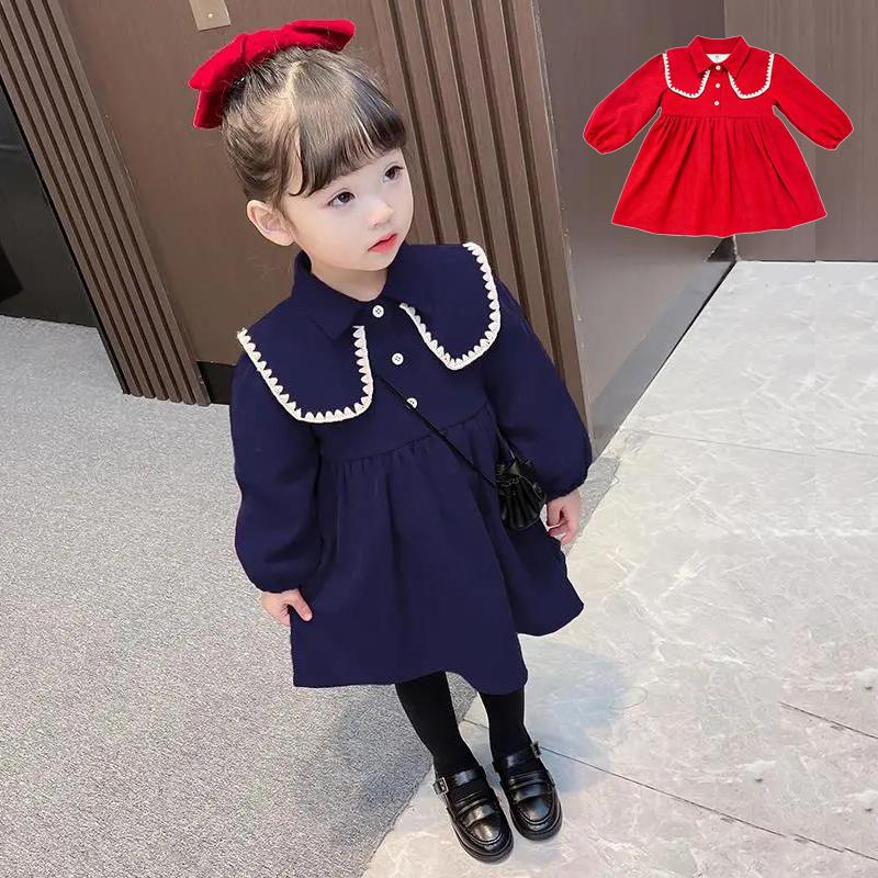 ワンピース 春服 フォーマル 結婚式 パーティー 入園式 卒園式 入学式 発表会 受験用 七五三 女の子 ベビー 長袖 ネイビー レッド 90 100 110 1 130 Cm 22ettz91 Bethel Sanei 通販 Yahoo ショッピング