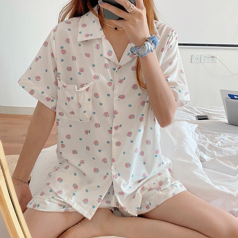 定番キャンバス パジャマ レディース ルームウェア 夏 半袖 Tシャツ ショートパンツ ロングパンツ 上下2点セット 可愛い 韓国風 女性 部屋着  寝巻き 大きいサイズ