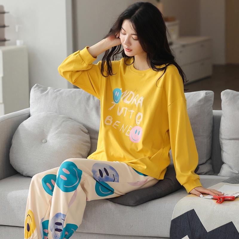 市場 長袖 ルームウェア 春 ゆったり レディース 部屋着 夏 上下セット Vネック お揃い ルームウエア 可愛いパジャマ 寝巻き 韓国風