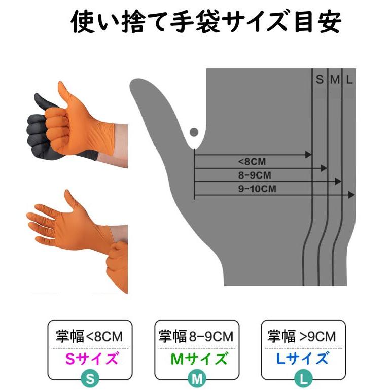 100枚×10箱】トリル手袋 黒/オレンジ ゴム手袋 極厚タイプ 強耐久性
