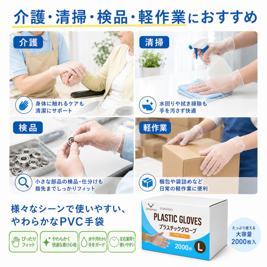 20箱×100枚】プラスチック手袋 プラスチックグローブ PVCグローブ PVC