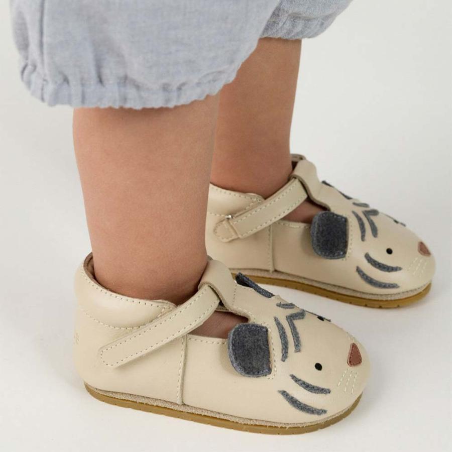 シューズ ベビー ファーストシューズ ホワイトタイガー レザー アニマルシューズ ドンシェ 本革 Spark Special Shoes White Tiger DONSJE【国内正規品】1003014の画像