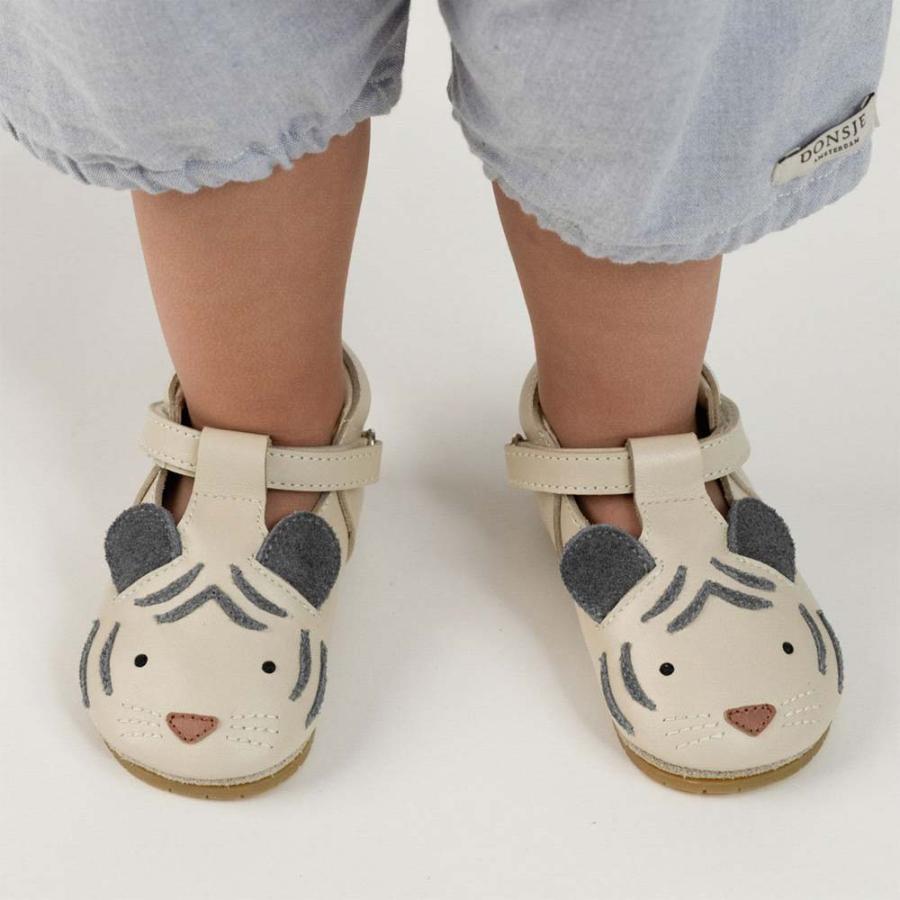 シューズ ベビー ファーストシューズ ホワイトタイガー レザー アニマルシューズ ドンシェ 本革 Spark Special Shoes White Tiger DONSJE【国内正規品】1003014の画像