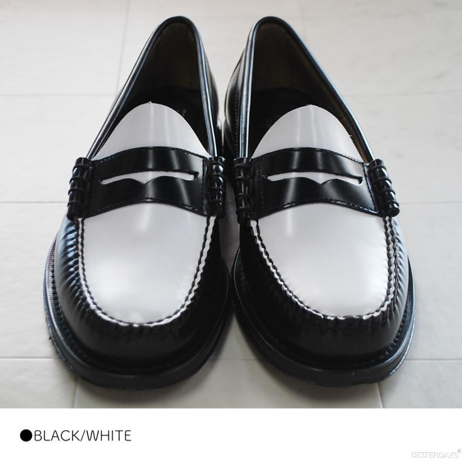 ローファー メンズ 11010H LARSON LEATHER SOLE BLACK & WHITE 