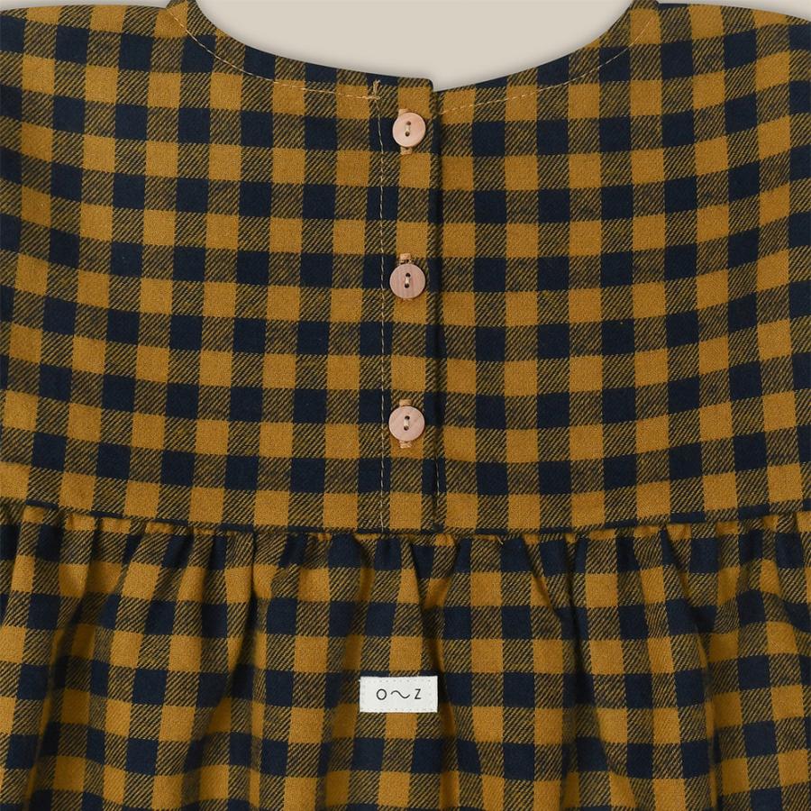 organic zoo ブルーギンガムチェックセットアップ 1-2y organic zoo】Pottery Blue Gingham Maker Crossback Skirt 【1-2歳/2