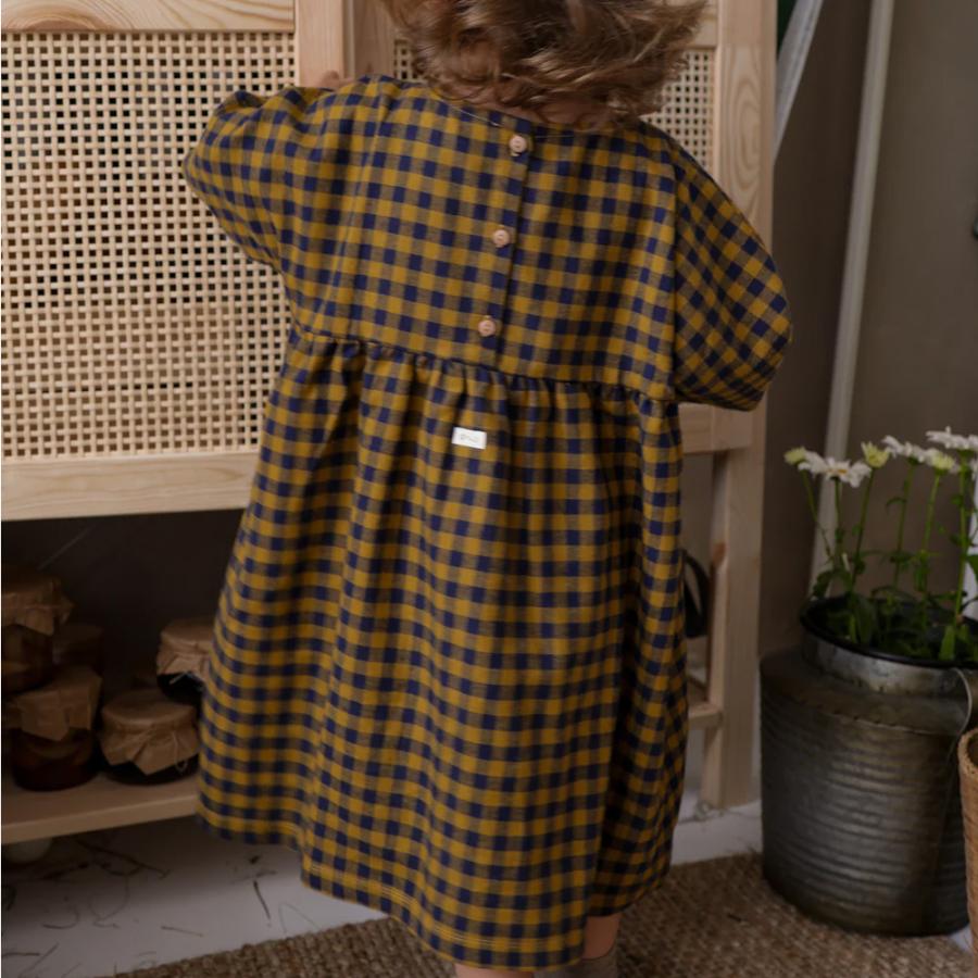 organic zoo ブルーギンガムチェックセットアップ 1-2y organic zoo】Pottery Blue Gingham Maker Crossback Skirt 【1-2歳/2