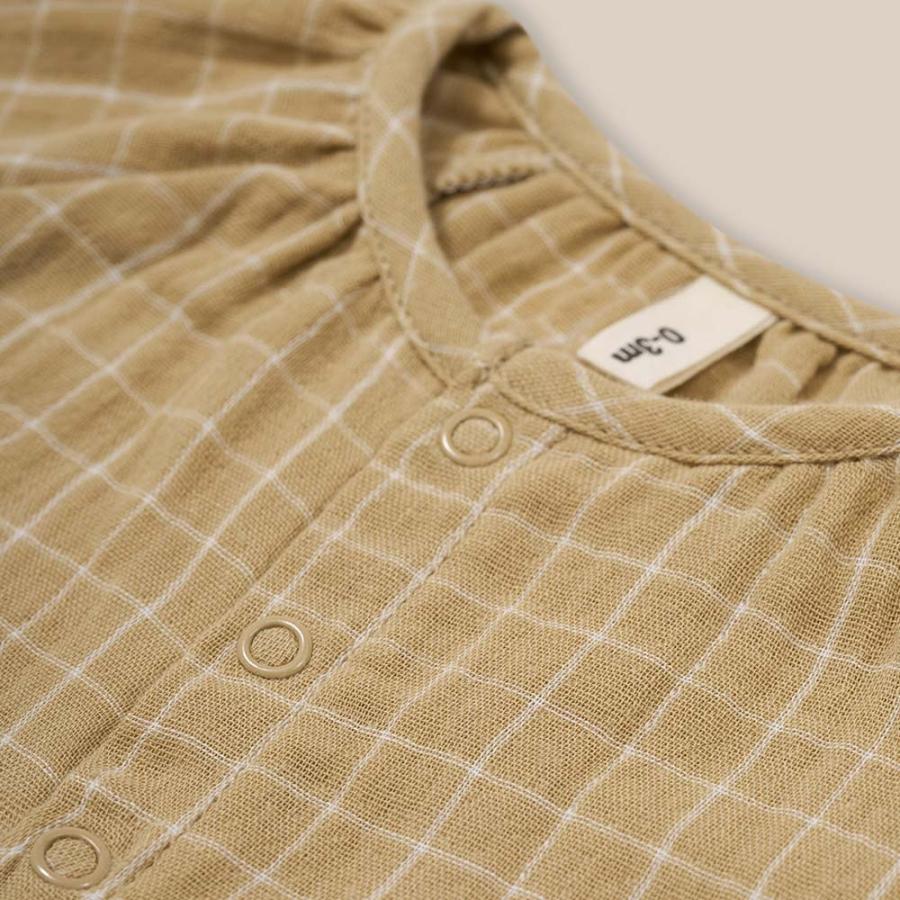 オーガニックズー　グリッドチェックウィートワンジー ワンジー ベビー オーガニックズー Organic Zoo Grid Check Onesie