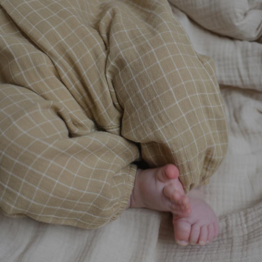 オーガニックズー　グリッドチェックウィートワンジー ワンジー ベビー オーガニックズー Organic Zoo Grid Check Onesie