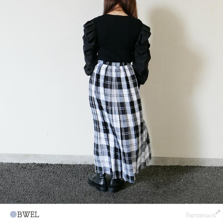 美品 オニールオブダブリン リネン ロングスカート 白黒チェック O'NEIL of DUBLIN（オニールオブダブリン） リネンスカート マキシ丈