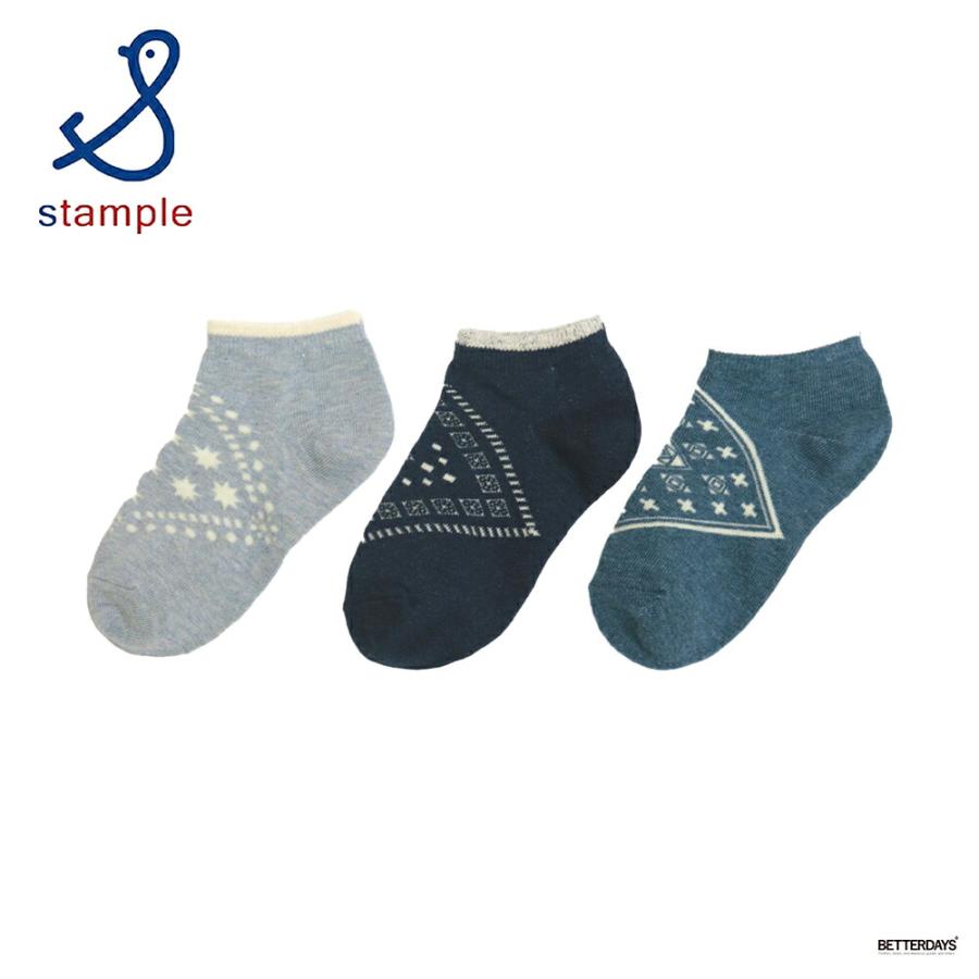 靴下 キッズ スタンプル Stample バンダナ アンクルソックス 3p 3足セット 男の子 女の子 子供 保育所 幼稚園 小学生 ジュニア レディース 16 25cm 35 Off