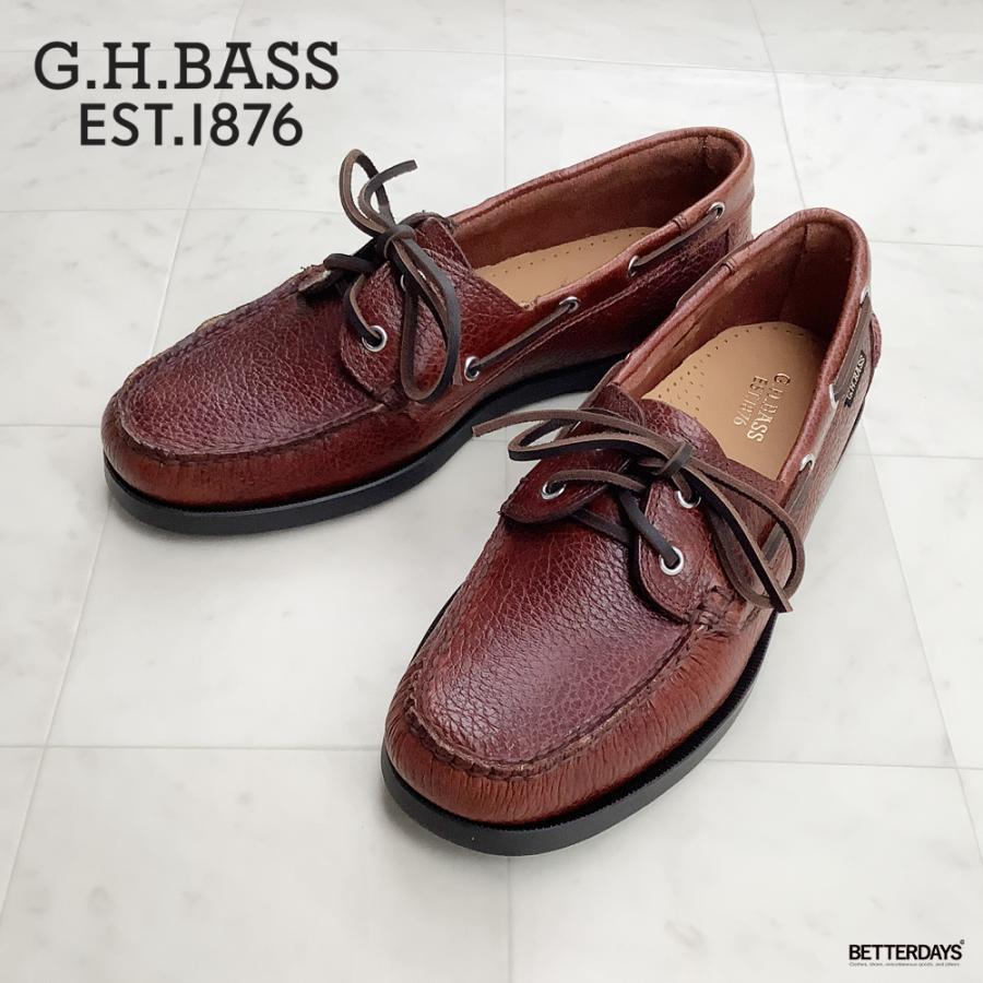 【美品】G.H BASS 3eye デッキシューズ　ダークブラウン　25㎝ G.H.BASS（ジーエイチバス） デッキシューズ メンズ グレインレザー