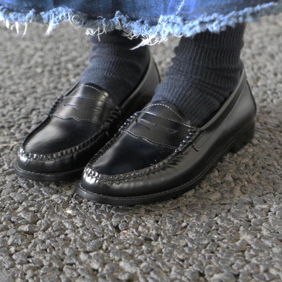 ローファー レディース コインローファー41010 BLACK LEATHER SOLE ジーエイチバス G.H.BASSの画像
