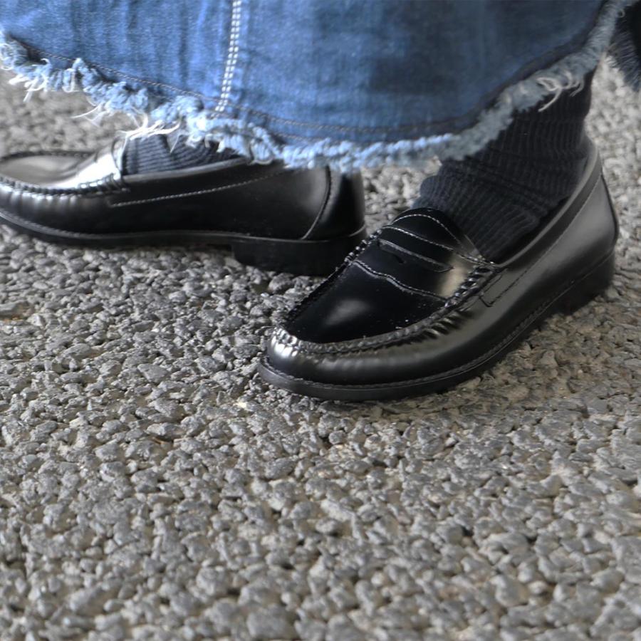 ローファー レディース コインローファー41010 BLACK LEATHER SOLE ジーエイチバス G.H.BASSの画像