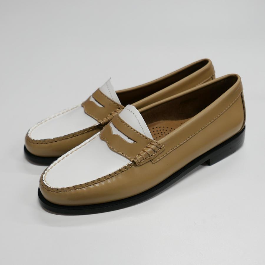 ローファー レディース コインローファー BA41011A BEIGE W WHITE LEATHER SOLE ジーエイチバス G.H.BASS 【国内正規品】の画像