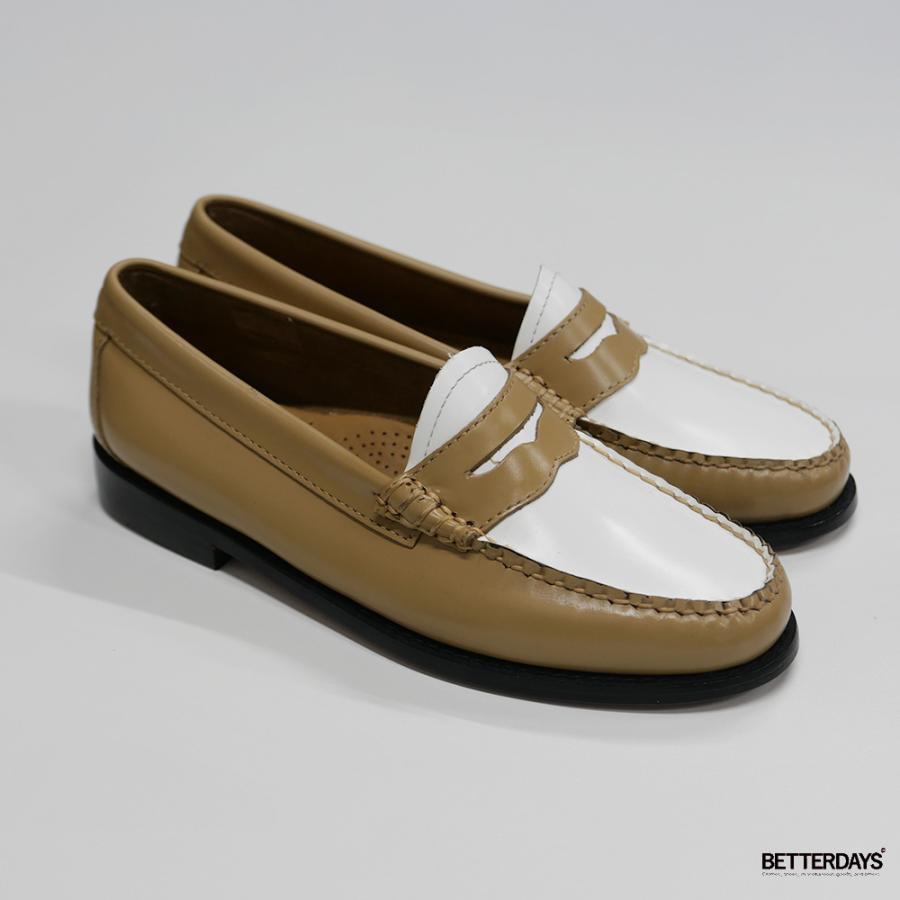 ローファー レディース コインローファー BA41011A BEIGE W WHITE LEATHER SOLE ジーエイチバス G.H.BASS 【国内正規品】の画像