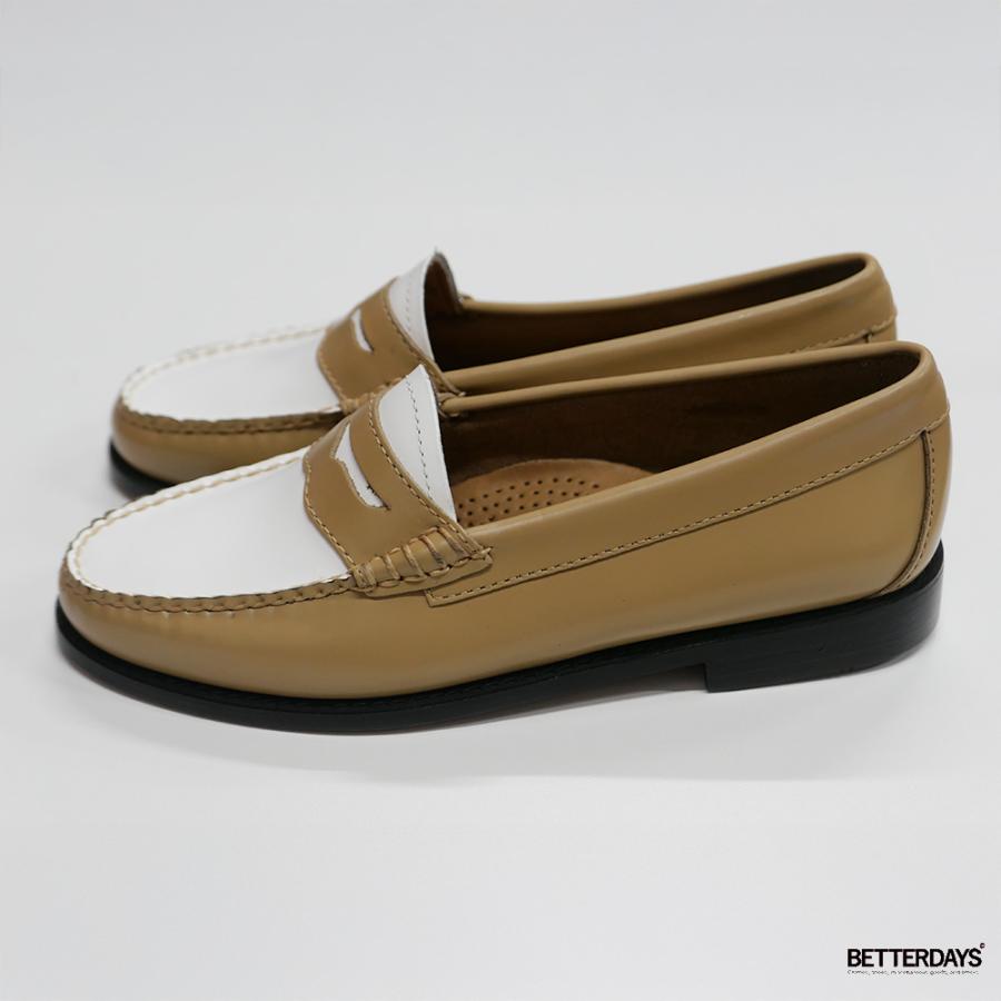 ローファー レディース コインローファー BA41011A BEIGE W WHITE LEATHER SOLE ジーエイチバス G.H.BASS 【国内正規品】の画像