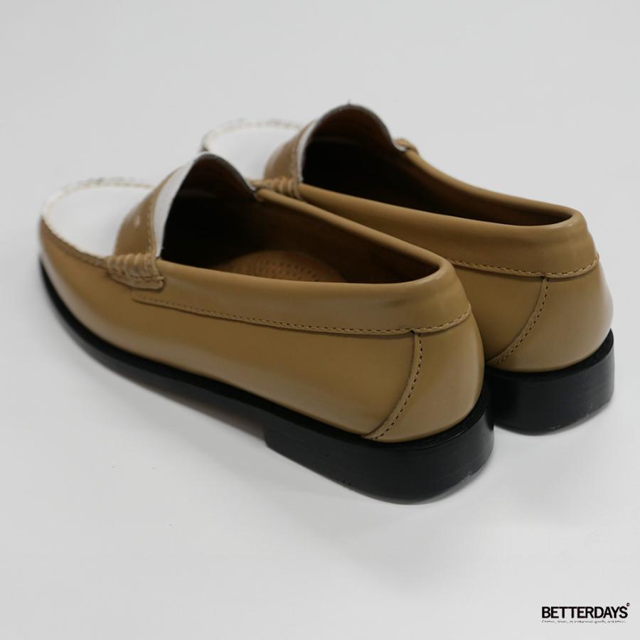 ローファー レディース コインローファー BA41011A BEIGE W WHITE LEATHER SOLE ジーエイチバス G.H.BASS 【国内正規品】の画像