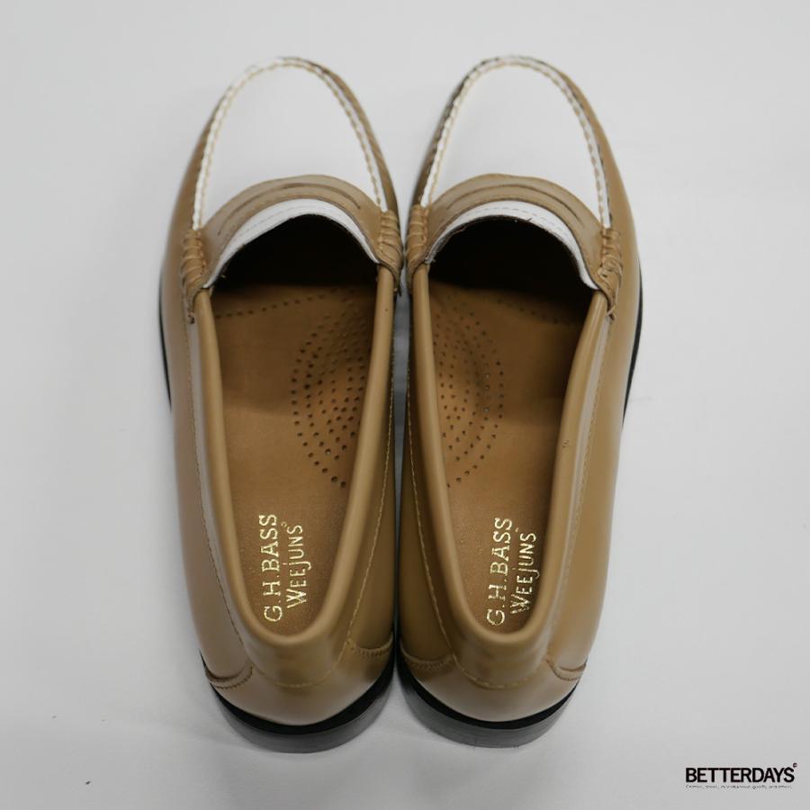 ローファー レディース コインローファー BA41011A BEIGE W WHITE LEATHER SOLE ジーエイチバス G.H.BASS 【国内正規品】の画像