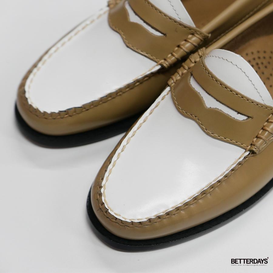 ローファー レディース コインローファー BA41011A BEIGE W WHITE LEATHER SOLE ジーエイチバス G.H.BASS 【国内正規品】の画像