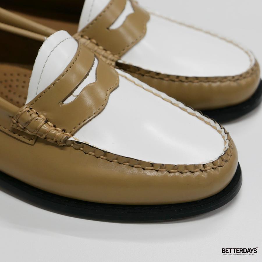 ローファー レディース コインローファー BA41011A BEIGE W WHITE LEATHER SOLE ジーエイチバス G.H.BASS 【国内正規品】の画像