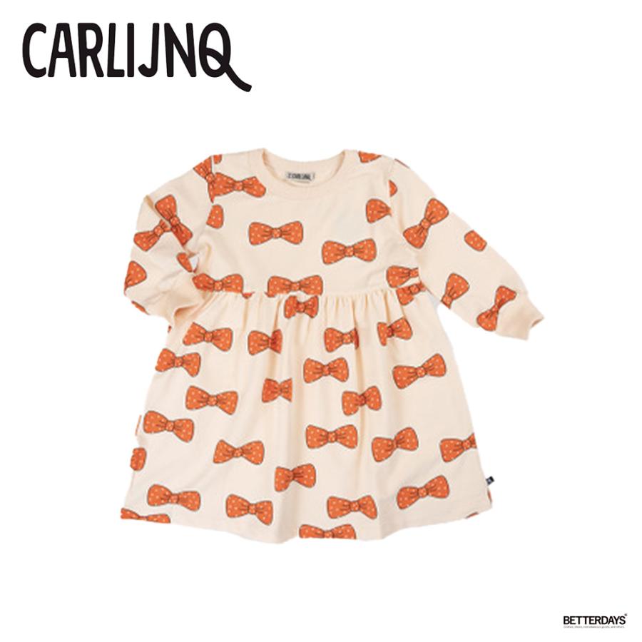 ワンピース ベビー キッズ CarlijnQ Bow dress 総柄 リボン 長袖