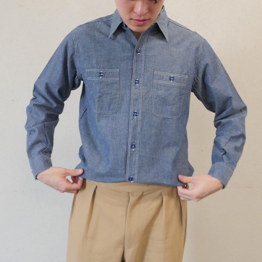 BUZZ RICKSON'S シャツ 長袖 メンズ バズリクソンズ ブルー