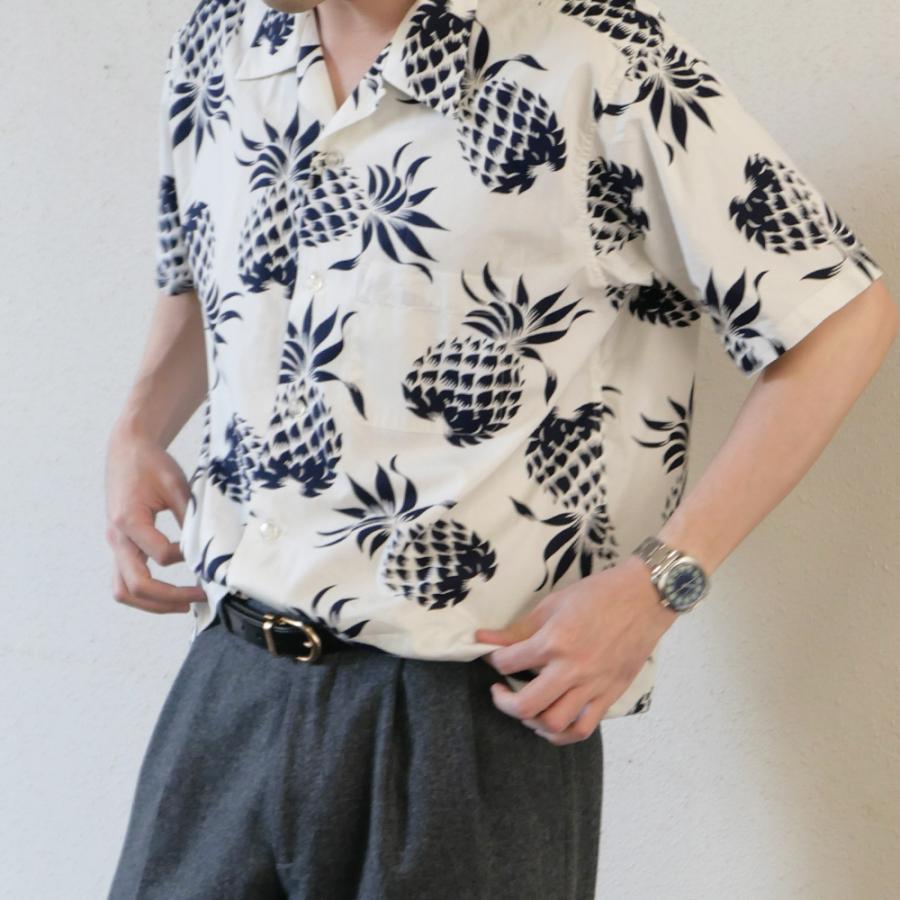 SUN SURF コットンハワイアンシャツDUKESPINEAPPLE 白アロハ SUN SURF ハワイアンシャツ アロハシャツ メンズ サンサーフ コットン